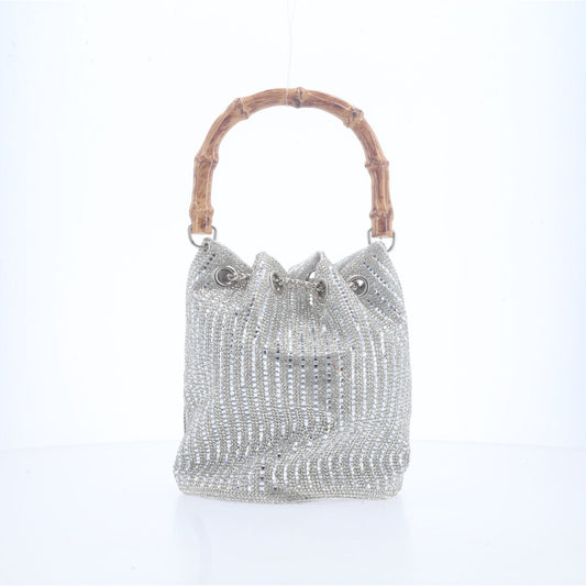 Bolsa Festa Saquinho de Strass Prata