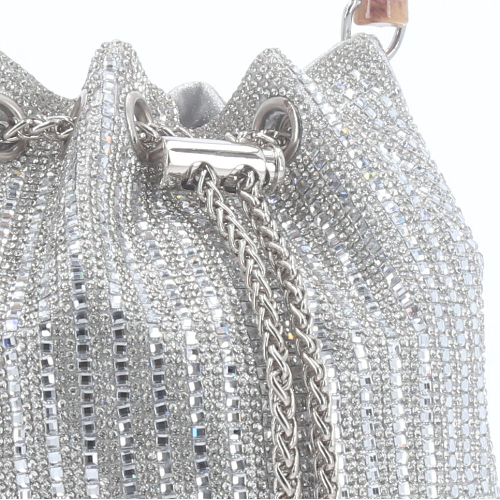 Bolsa Festa Saquinho de Strass Prata