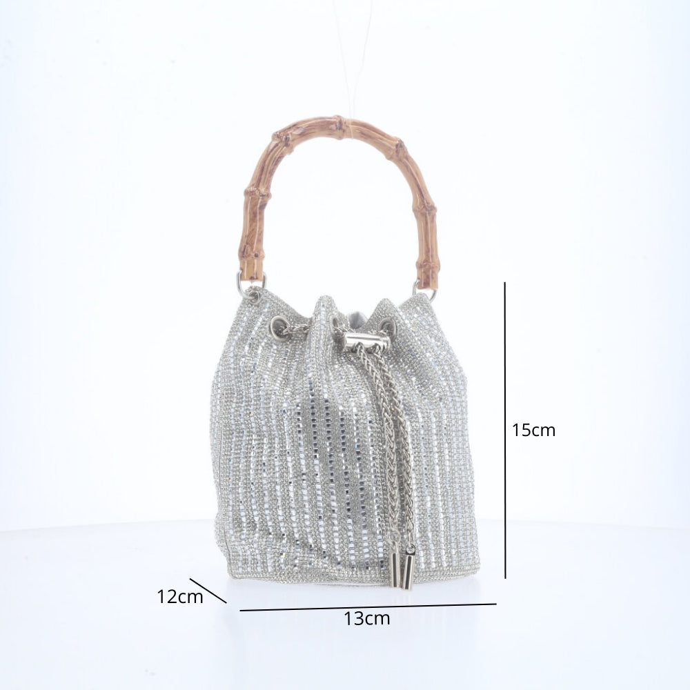 Bolsa Festa Saquinho de Strass Prata