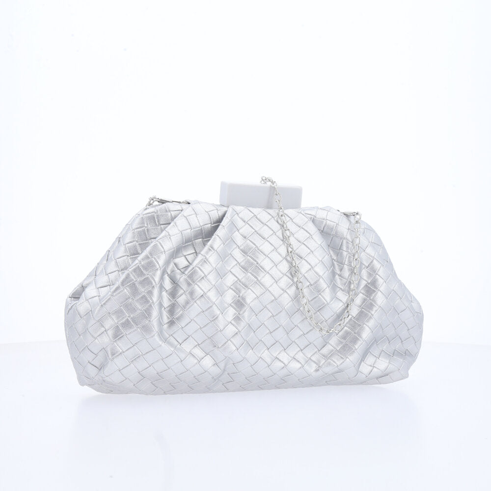 Bolsa Clutch Feminina Matelassê Festa Prata