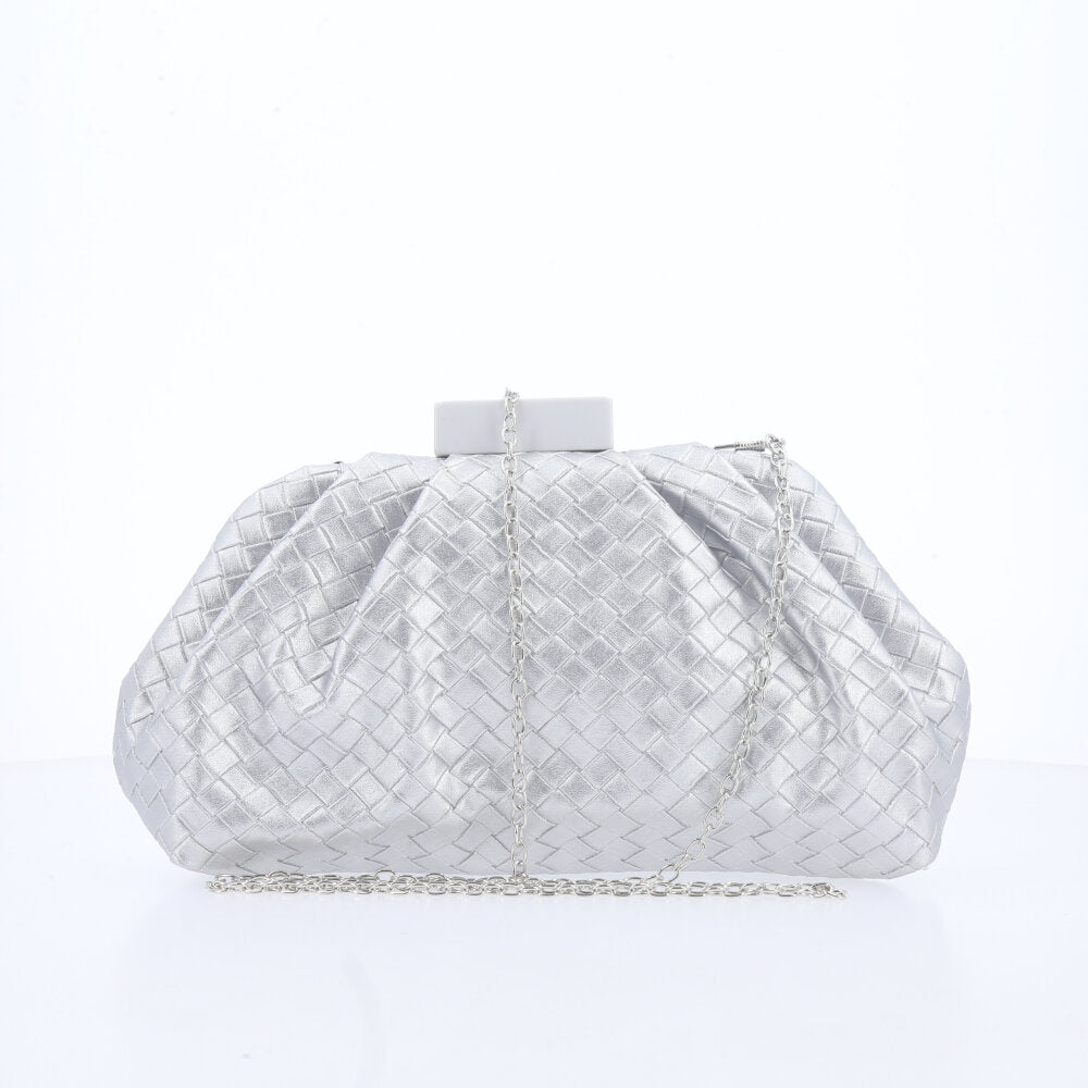 Bolsa Clutch Feminina Matelassê Festa Prata