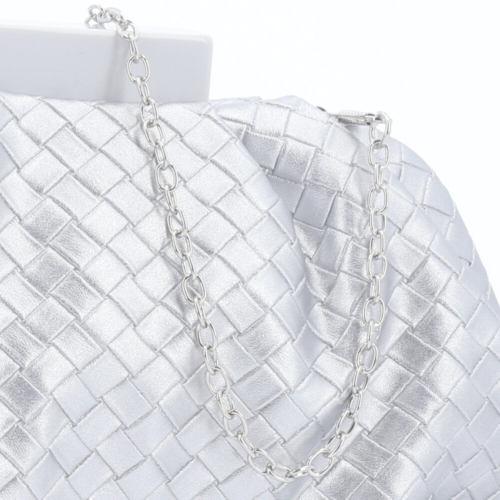Bolsa Clutch Feminina Matelassê Festa Prata