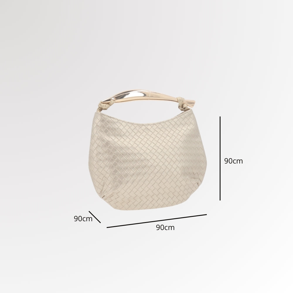 Bolsa Clutch Trançada com Alça Metalizada Ouro