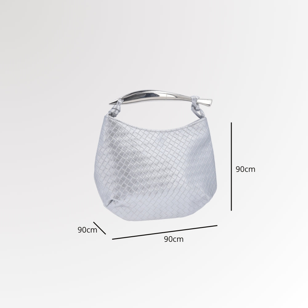 Bolsa Clutch Trançada com Alça Metalizada Prata