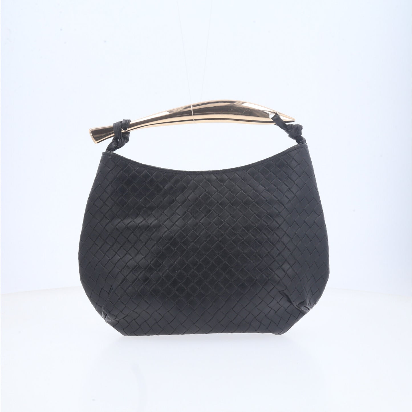 Bolsa Clutch Trançada com Alça Metalizada Preto