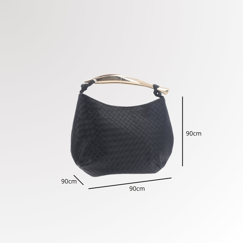 Bolsa Clutch Trançada com Alça Metalizada Preto