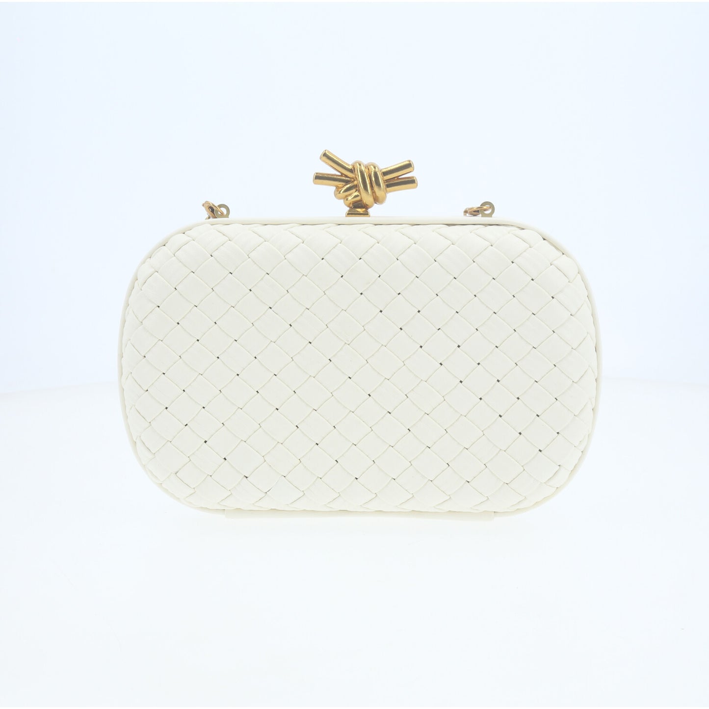 Bolsa Clutch com Design Bottega Veneta Marfim