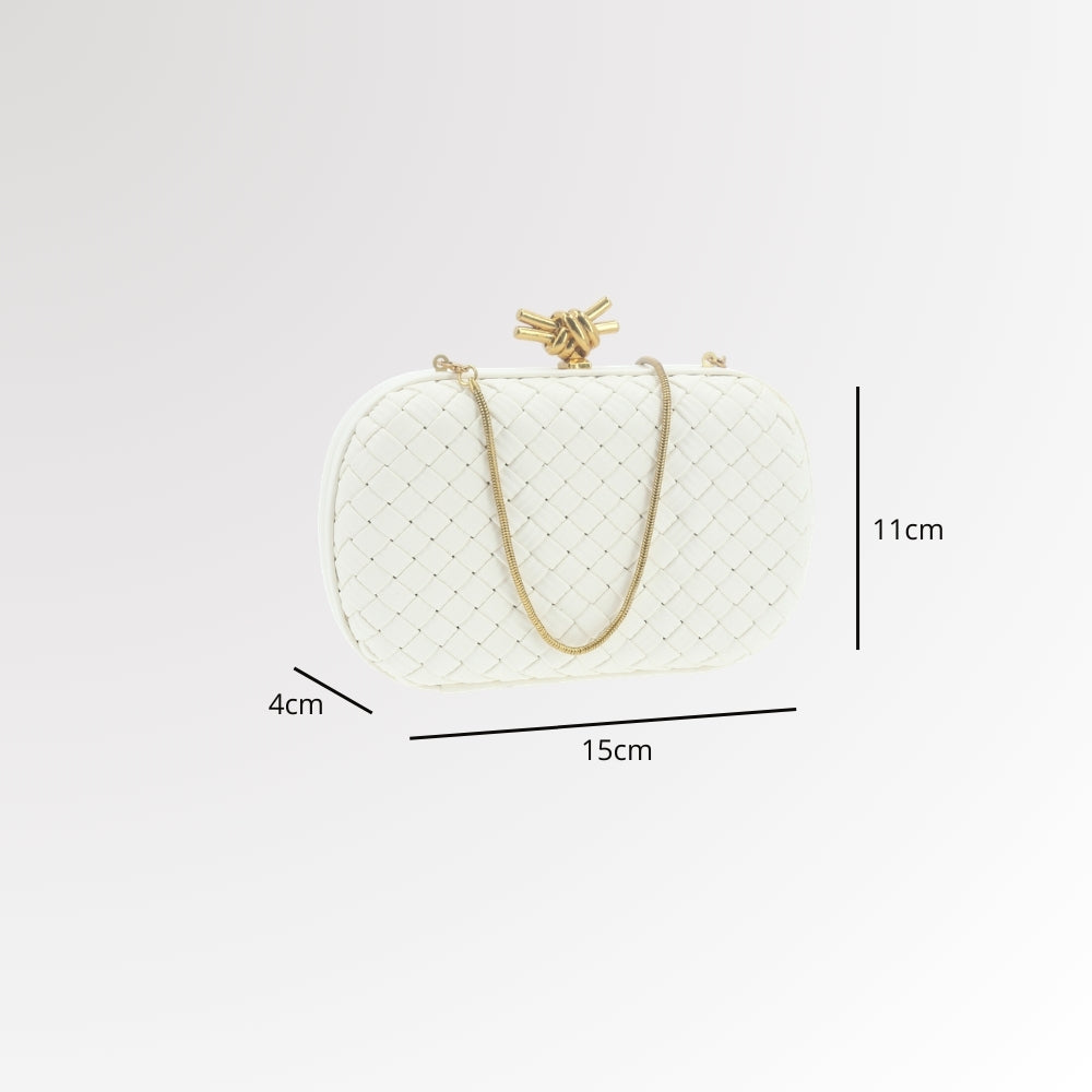 Bolsa Clutch com Design Bottega Veneta Marfim