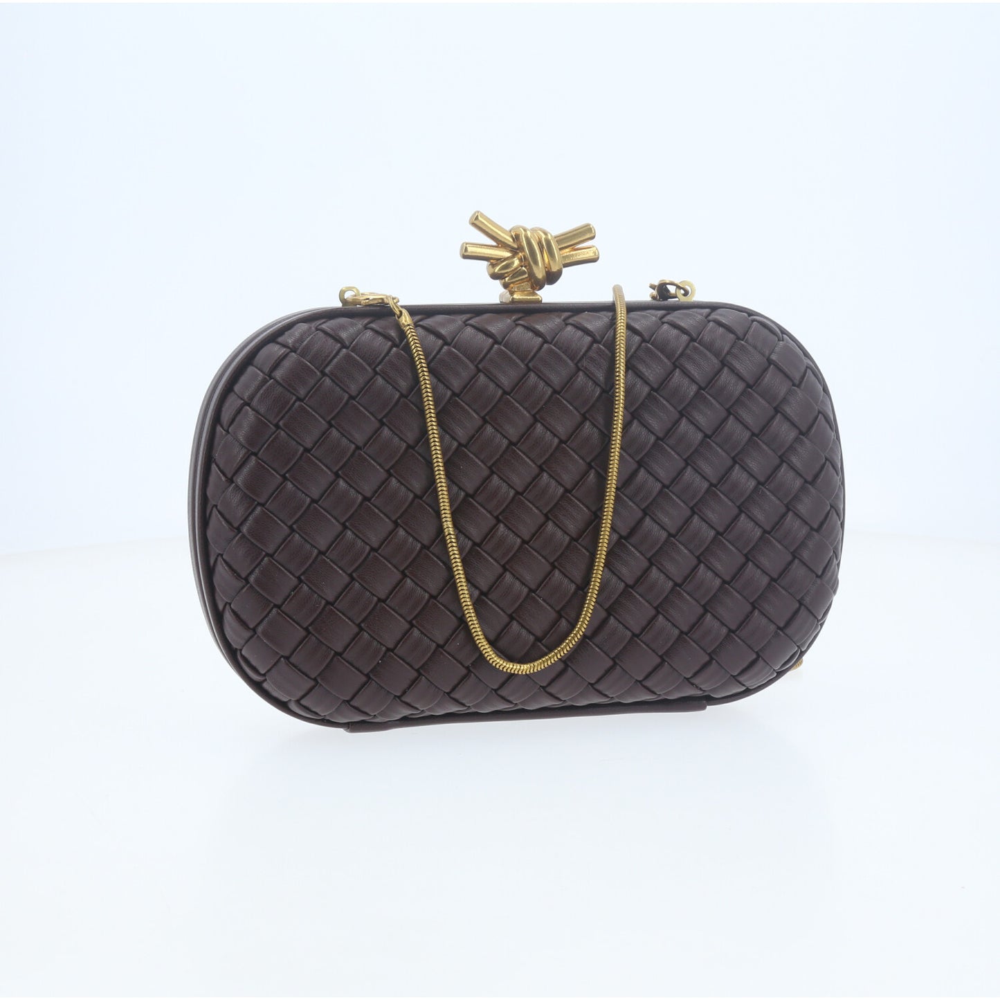 Bolsa Clutch com Design Bottega Veneta Marrom
