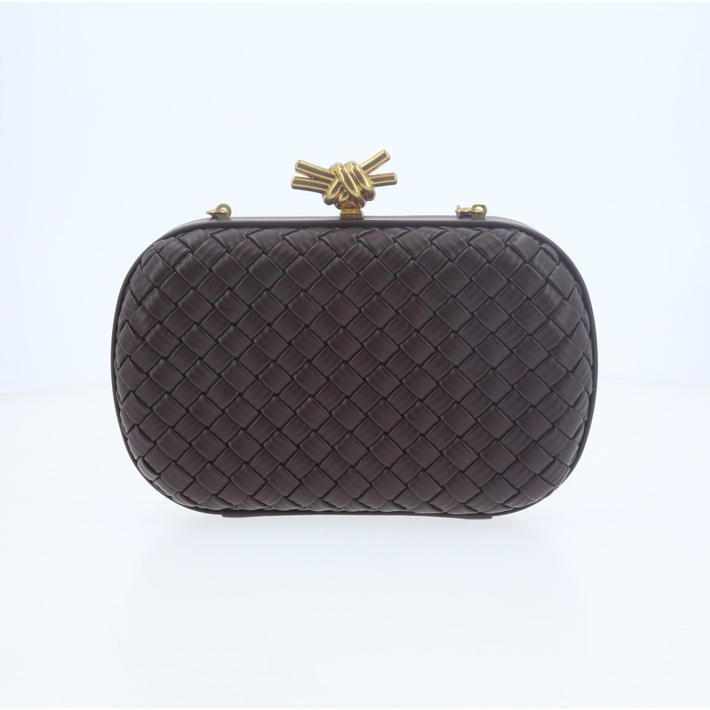 Bolsa Clutch com Design Bottega Veneta Marrom