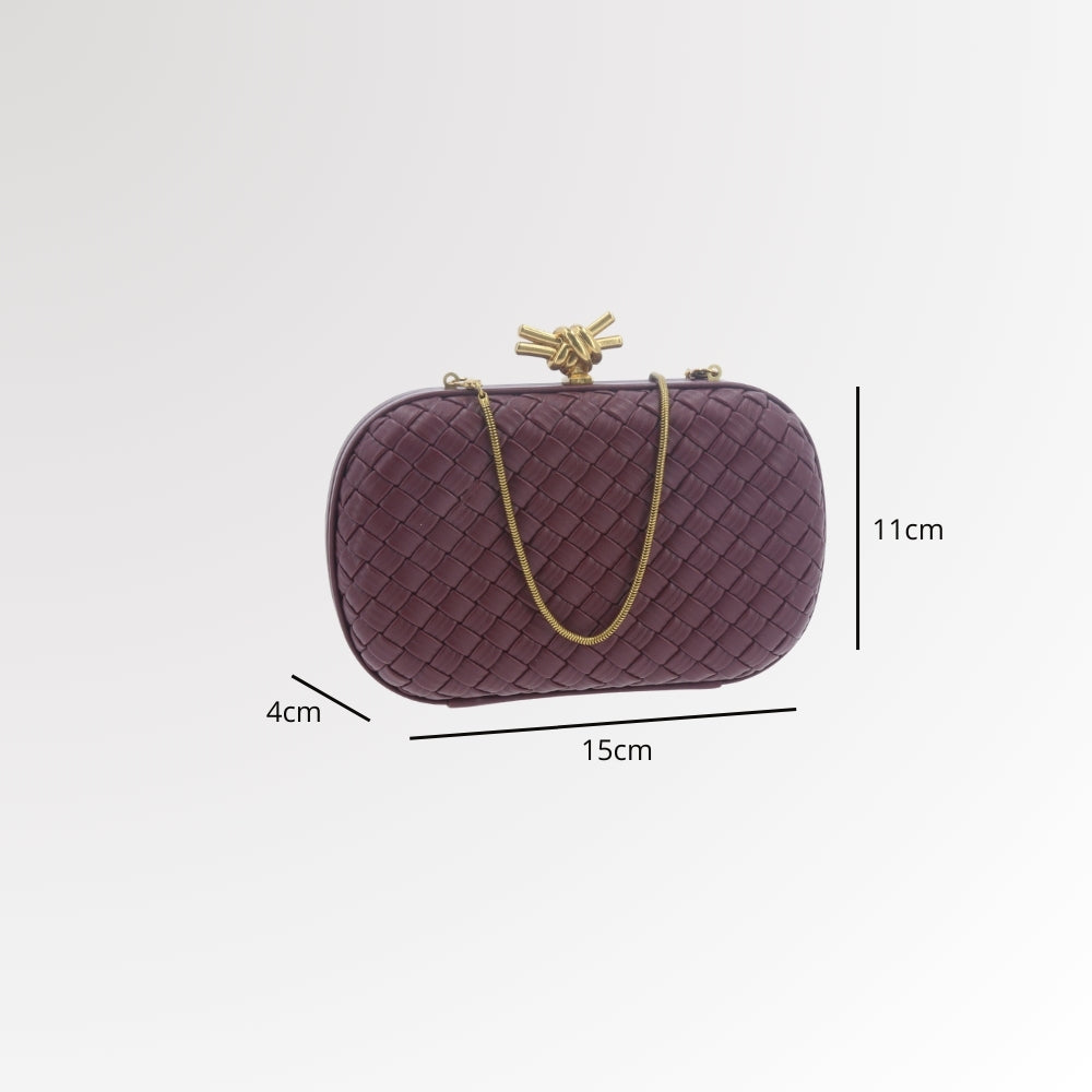 Bolsa Clutch com Design Bottega Veneta Vinho