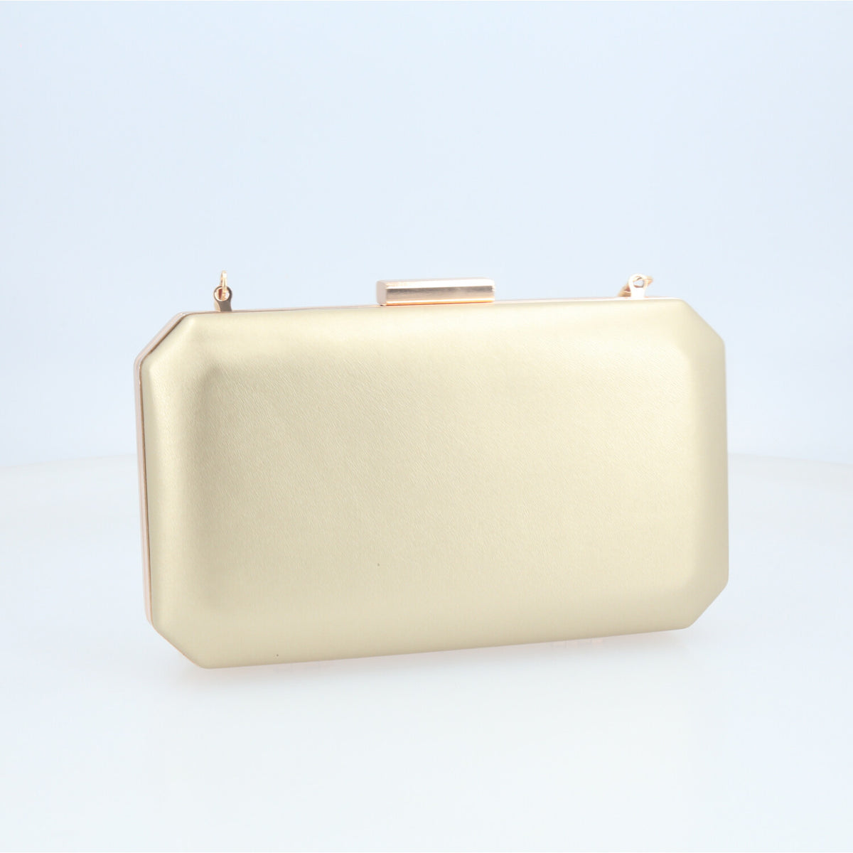 Bolsa Festa em Formato Clutch com Alça de Corrente Removível Ouro claro