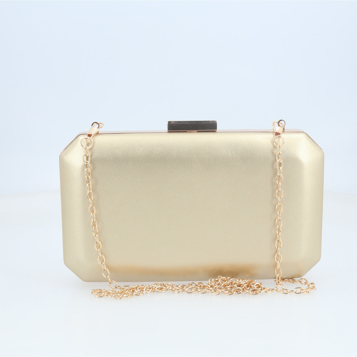 Bolsa Festa em Formato Clutch com Alça de Corrente Removível Ouro claro