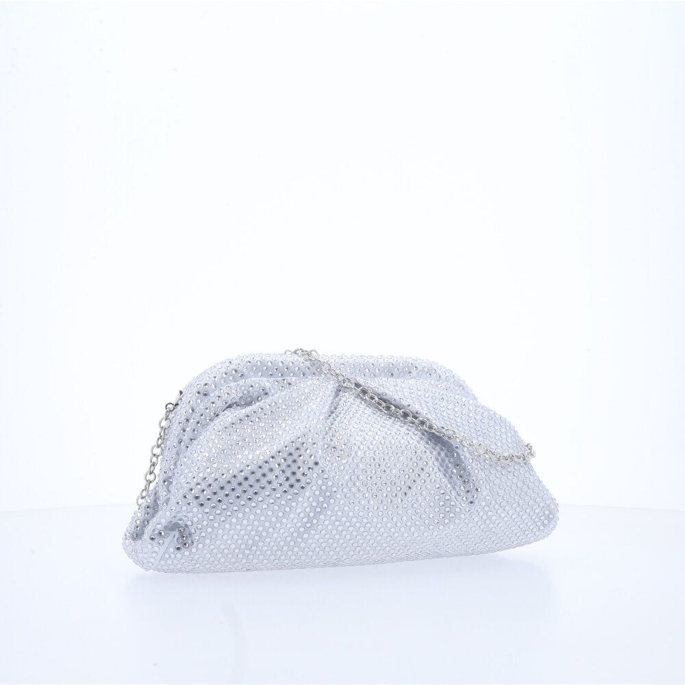 Bolsa Festa de Strass Transversal Prata
