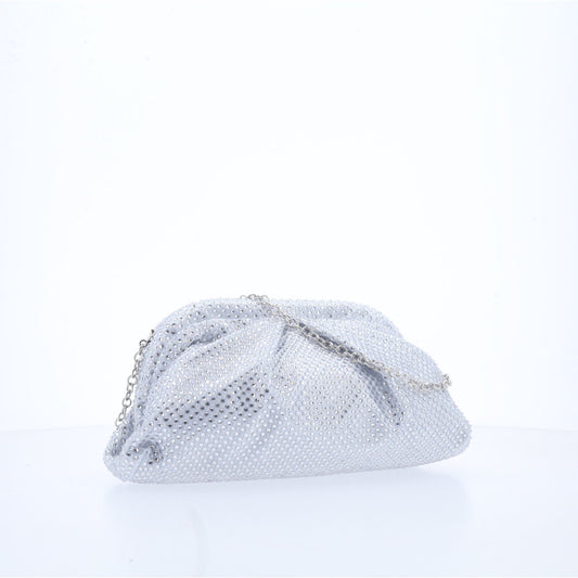 Bolsa Festa de Strass Transversal Prata