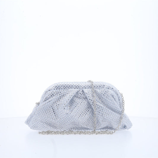 Bolsa Festa de Strass Transversal Prata