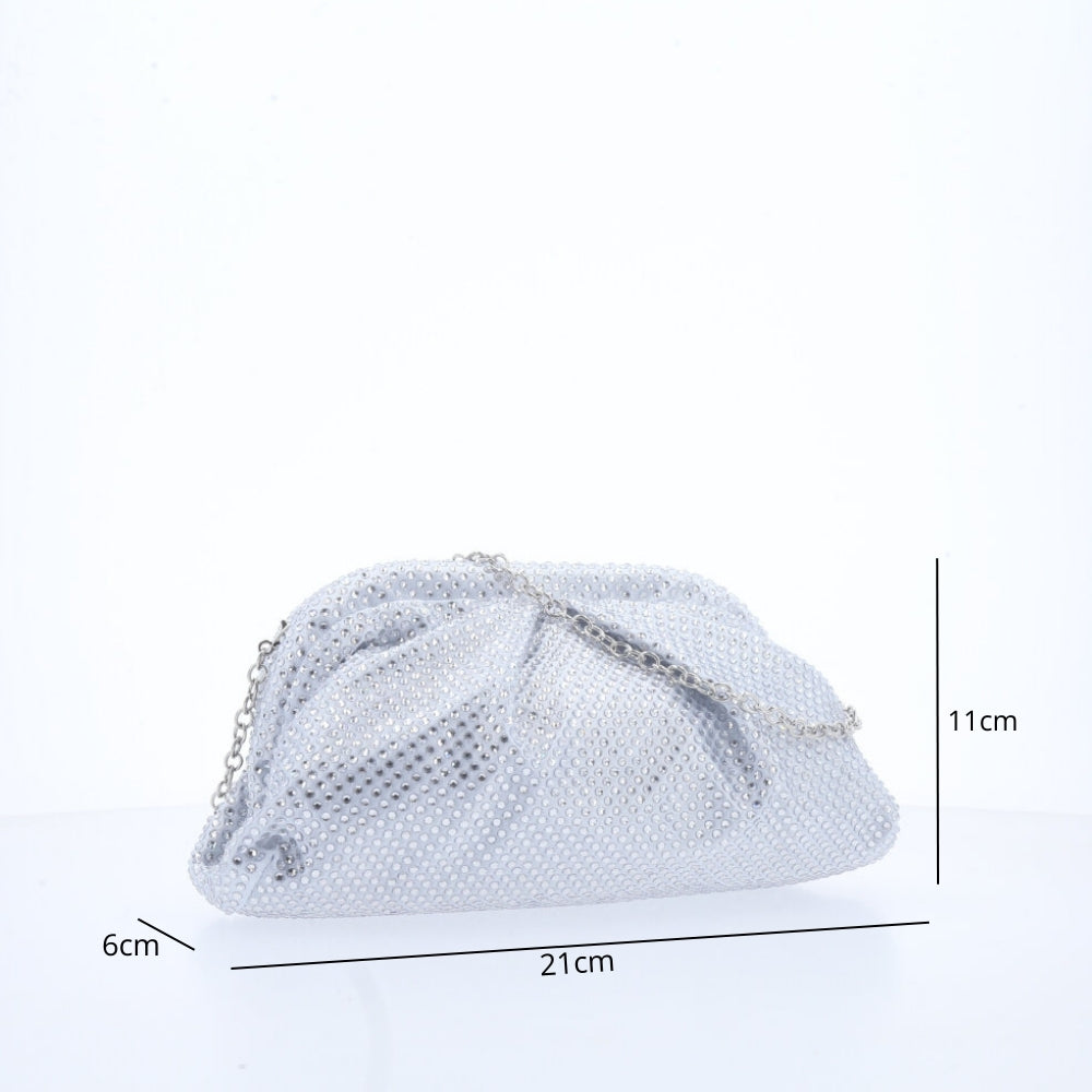 Bolsa Festa de Strass Transversal Prata