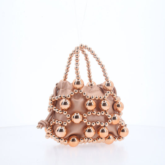 Bolsa Feminina com Detalhes em Esferas Rose