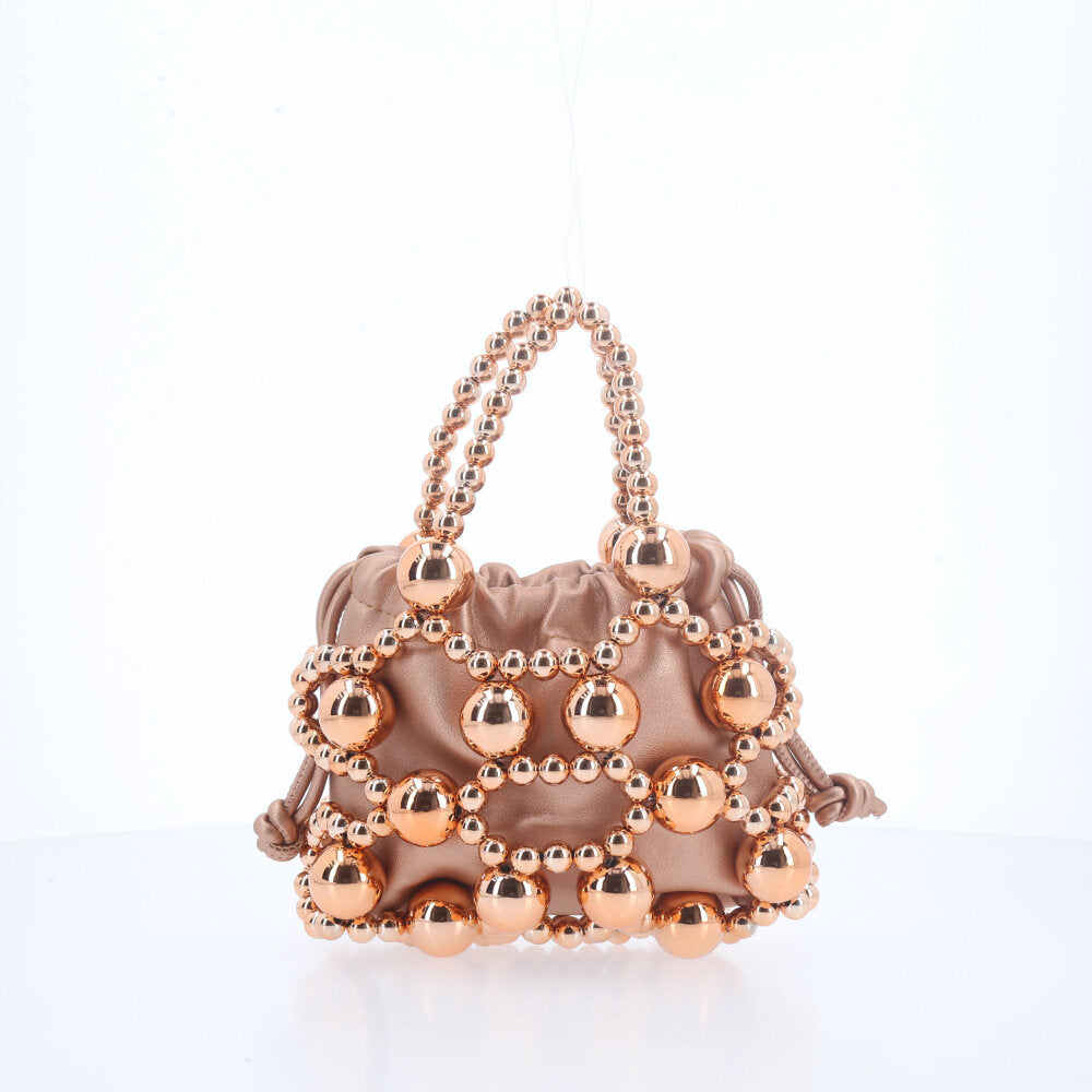 Bolsa Feminina com Detalhes em Esferas Rose