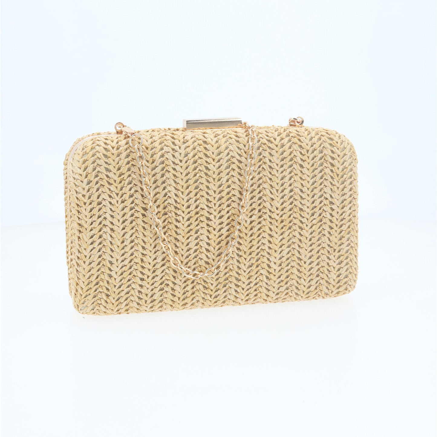Bolsa Clutch em Ráfia com Opção de Alça Tiracolo Bege
