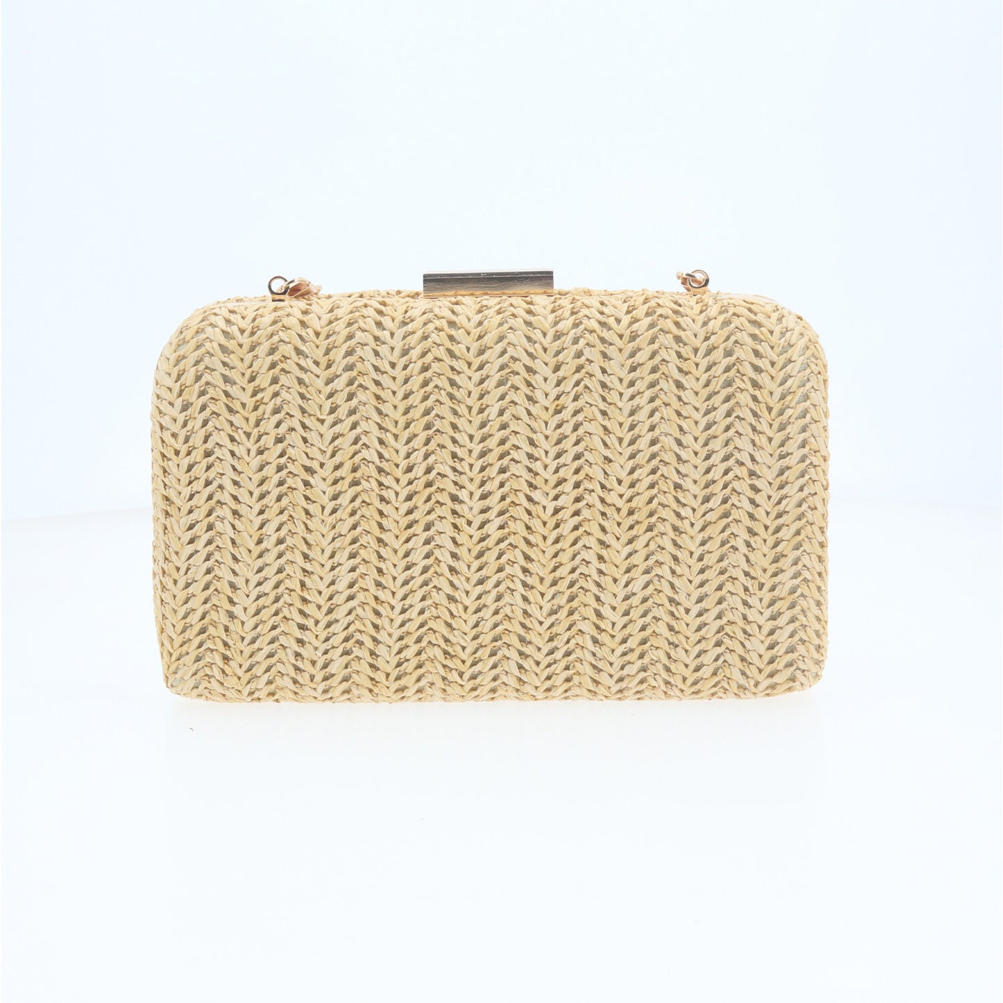Bolsa Clutch em Ráfia com Opção de Alça Tiracolo Bege