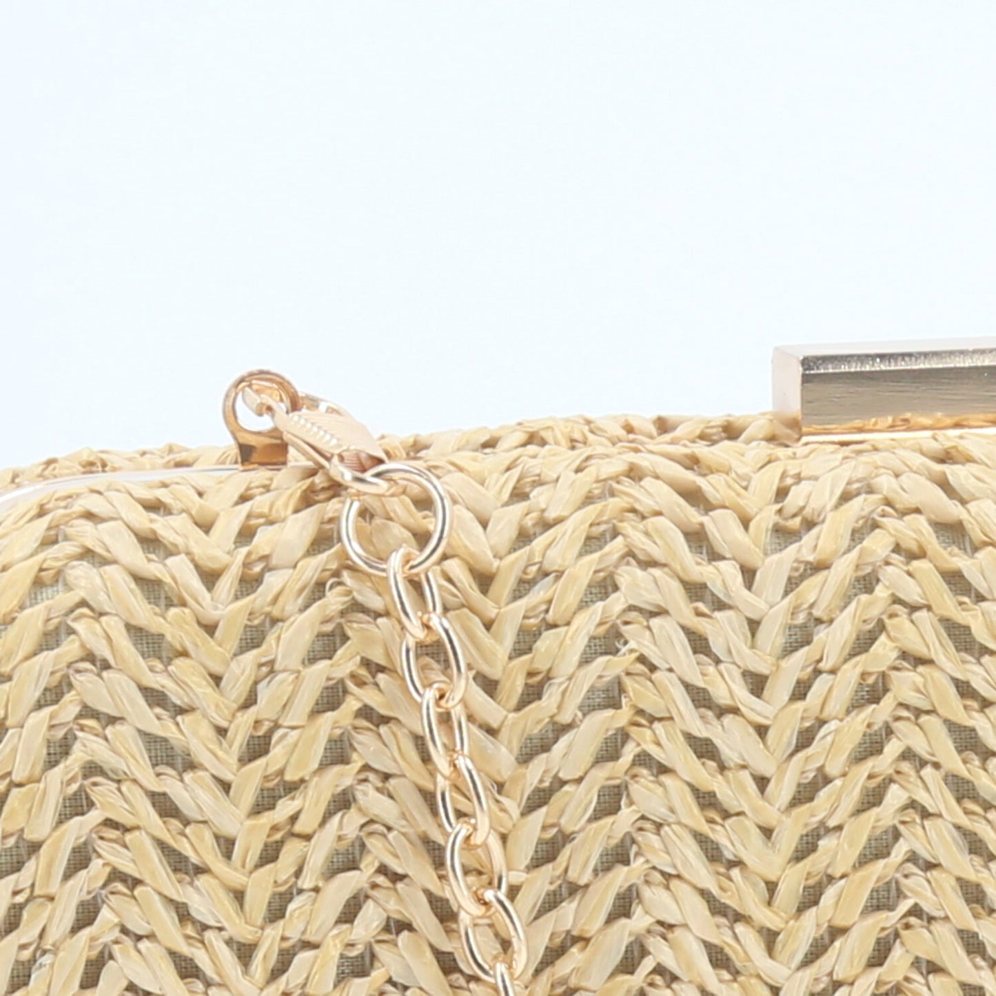 Bolsa Clutch em Ráfia com Opção de Alça Tiracolo Bege