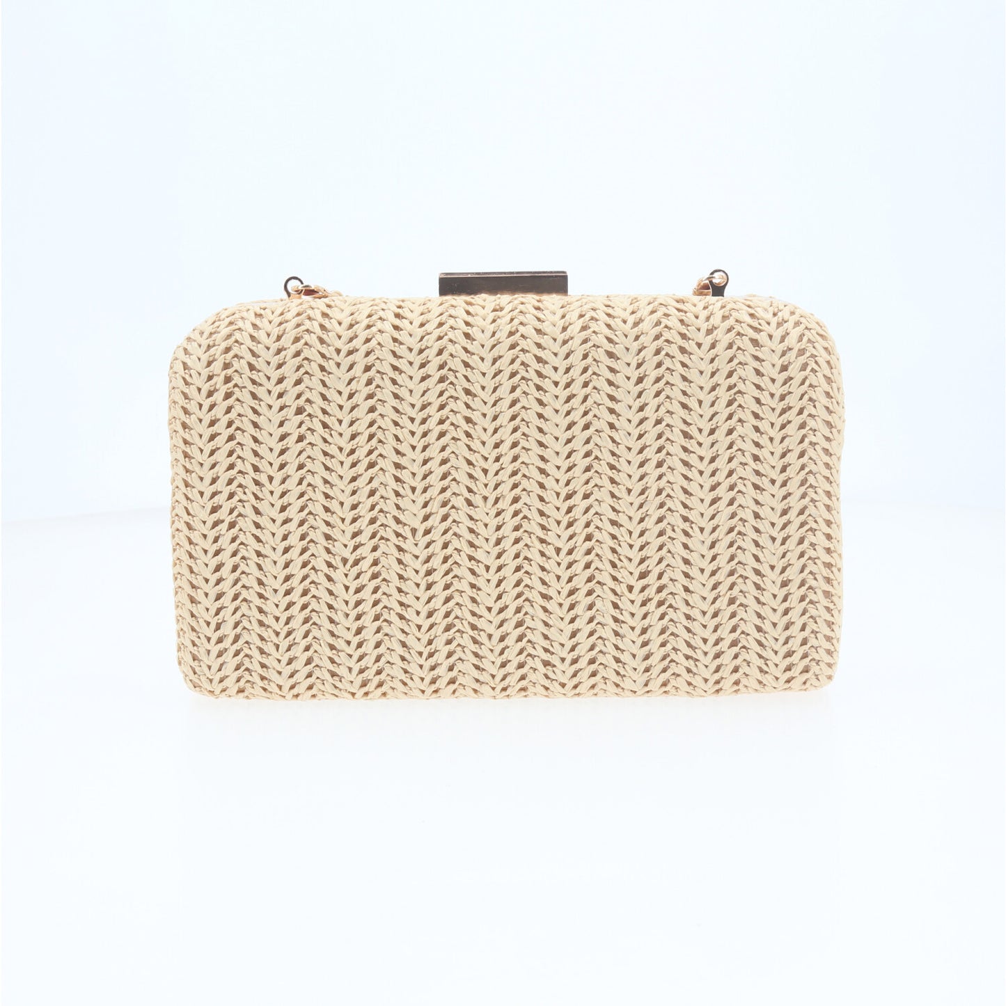 Bolsa Clutch em Ráfia com Opção de Alça Tiracolo Bege claro