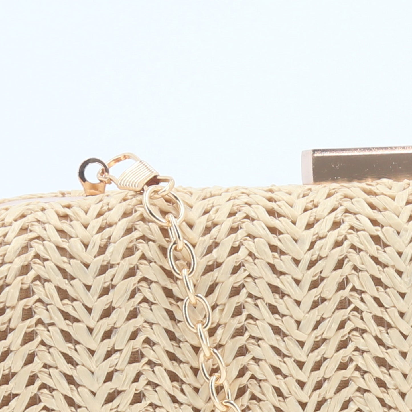 Bolsa Clutch em Ráfia com Opção de Alça Tiracolo Bege claro