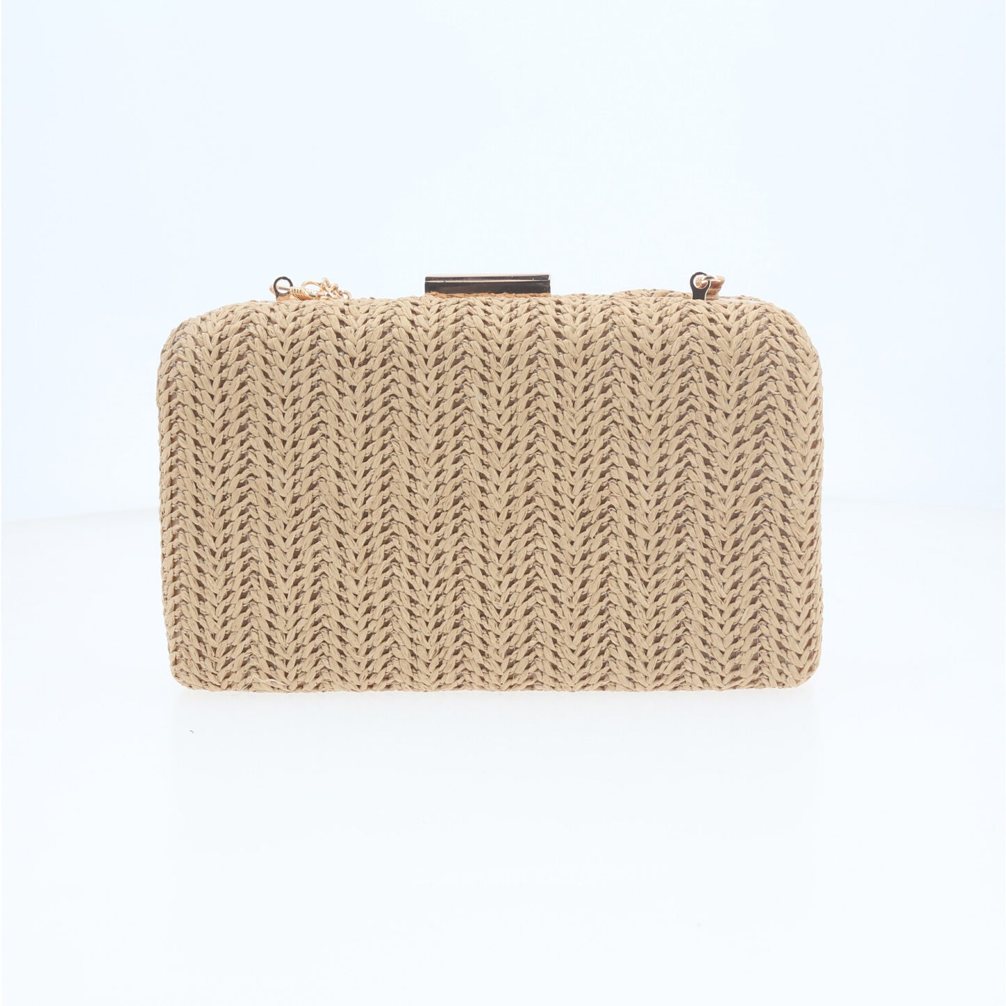 Bolsa Clutch em Ráfia com Opção de Alça Tiracolo Caramelo