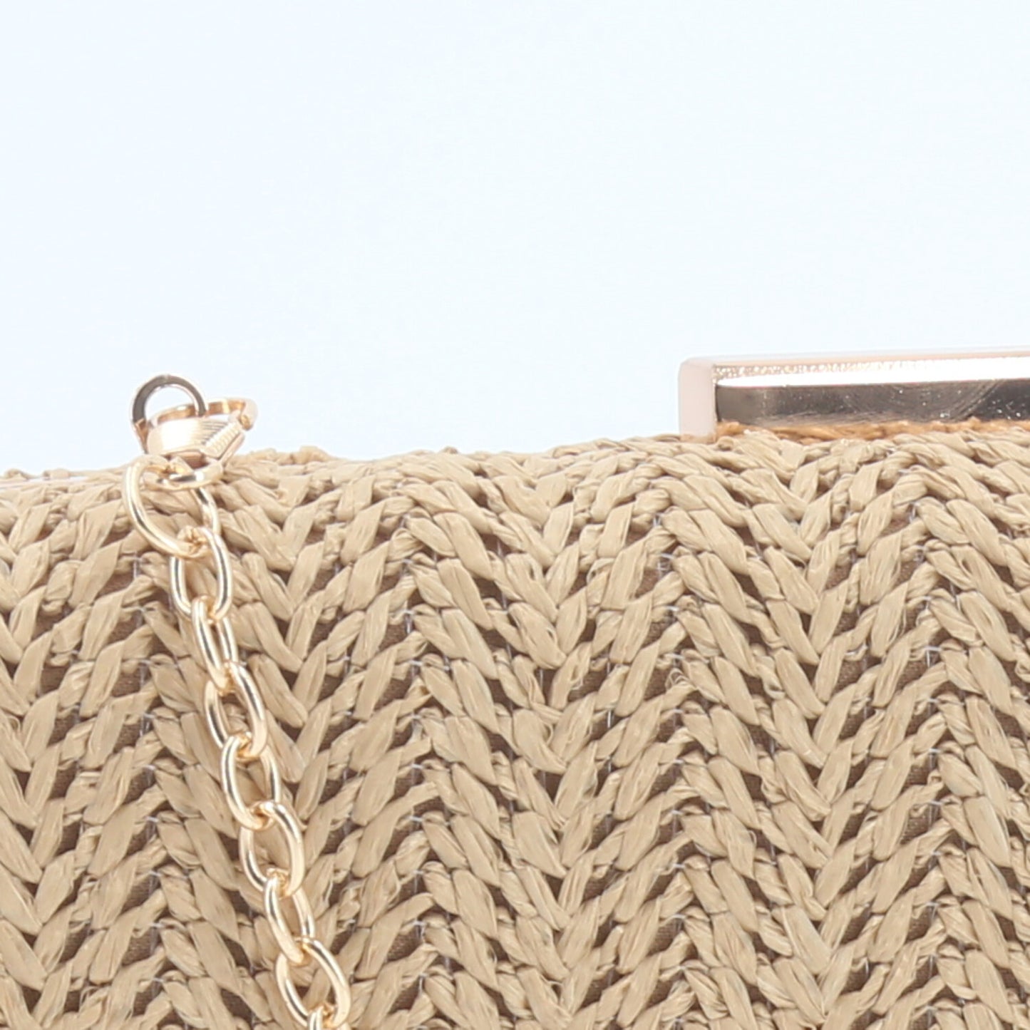 Bolsa Clutch em Ráfia com Opção de Alça Tiracolo Caramelo