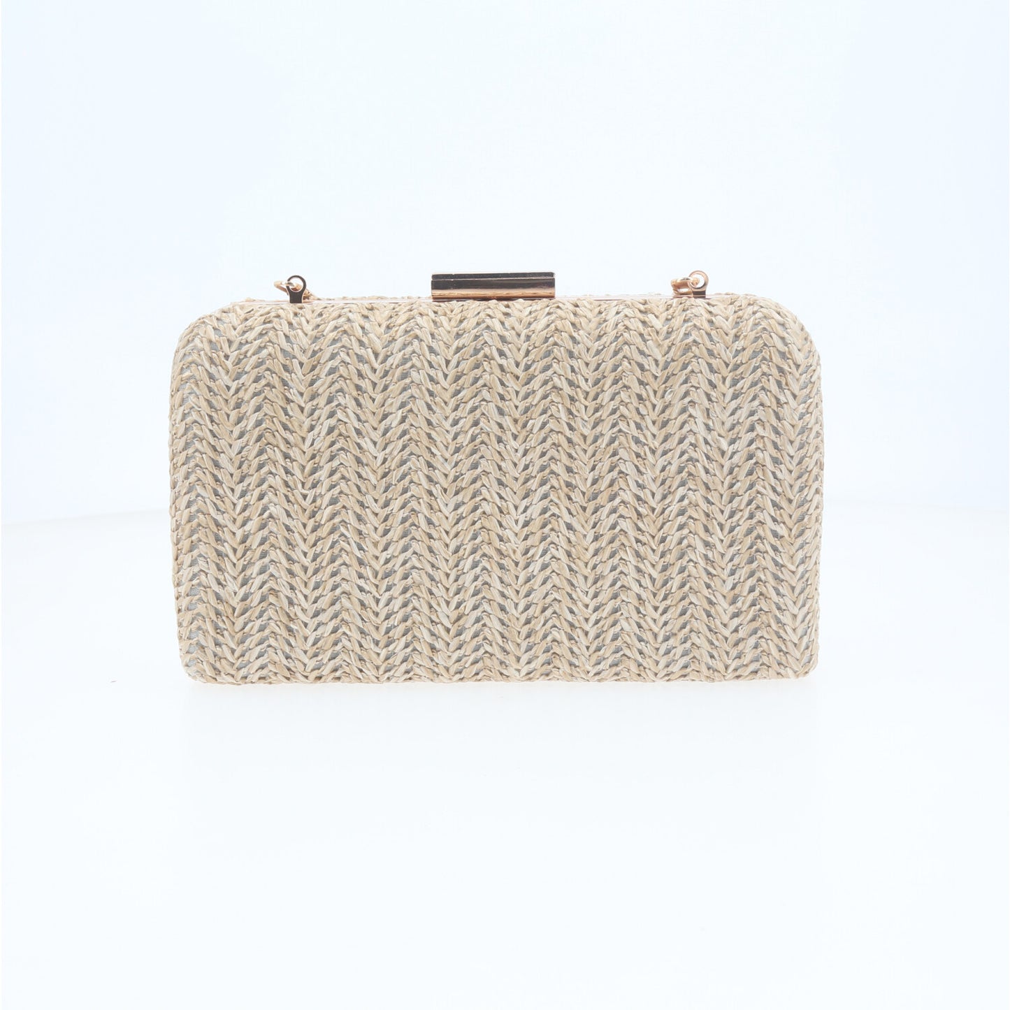 Bolsa Clutch em Ráfia com Opção de Alça Tiracolo Cinza