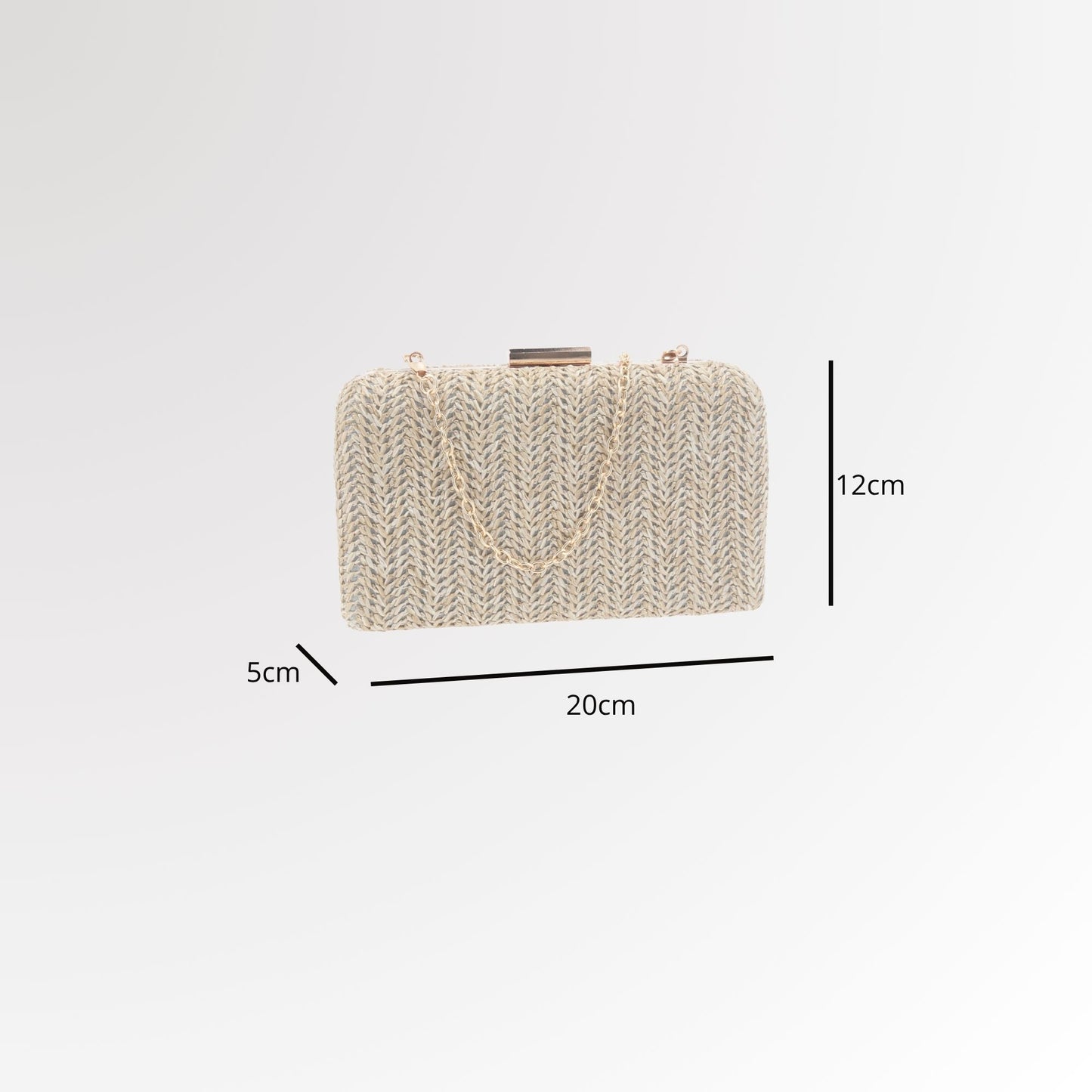 Bolsa Clutch em Ráfia com Opção de Alça Tiracolo Cinza