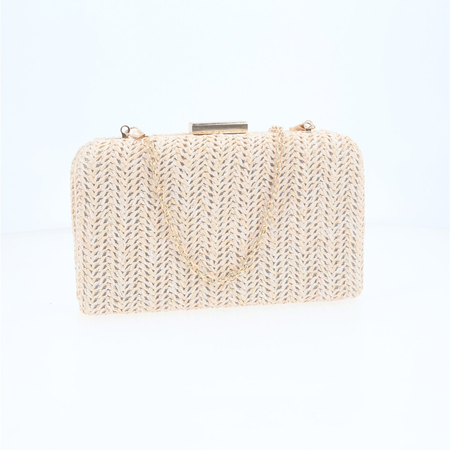Bolsa Clutch em Ráfia com Opção de Alça Tiracolo Marfim