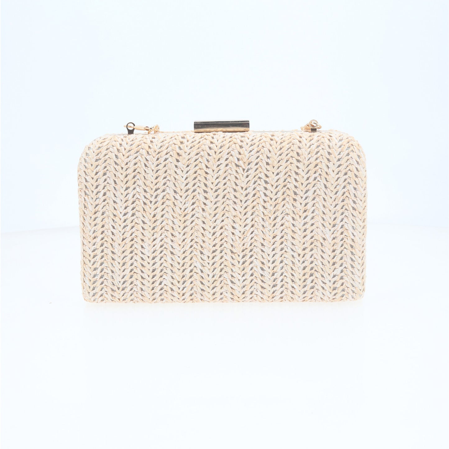 Bolsa Clutch em Ráfia com Opção de Alça Tiracolo Marfim