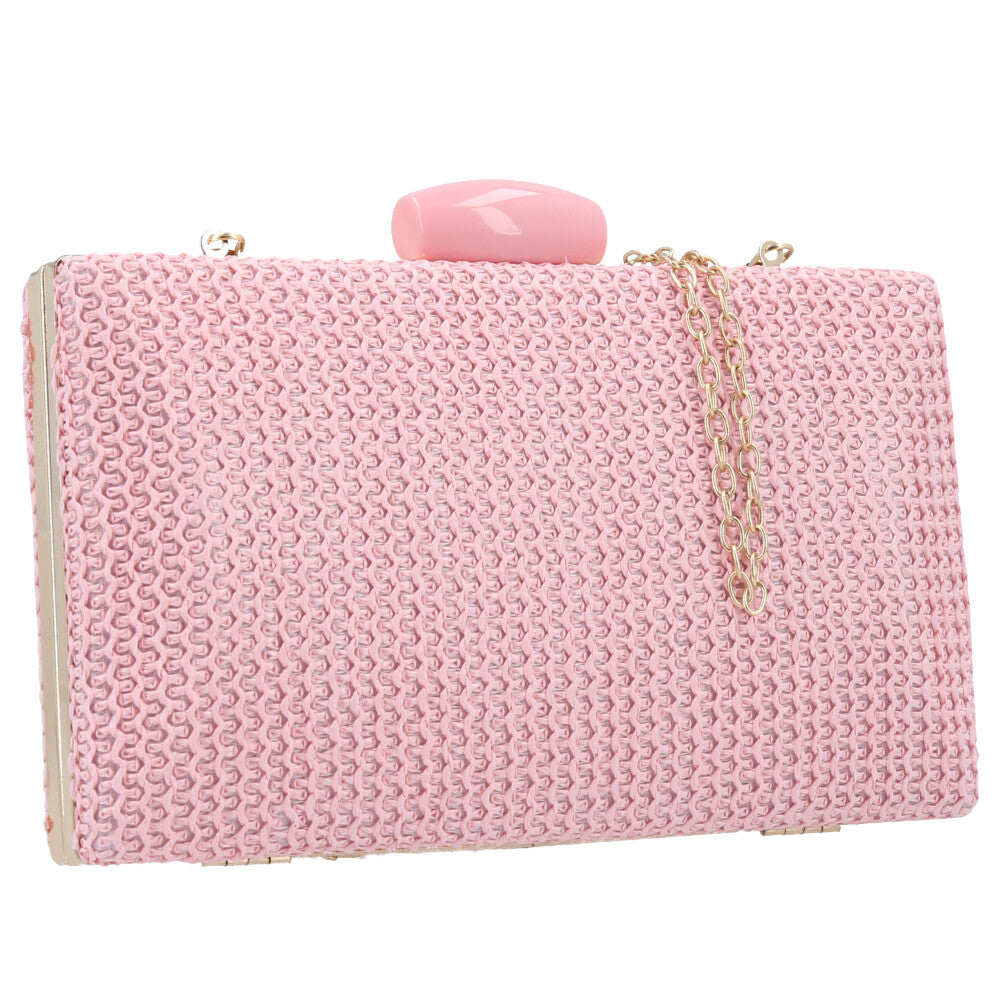 Bolsa Clutch de Ráfia Rosa