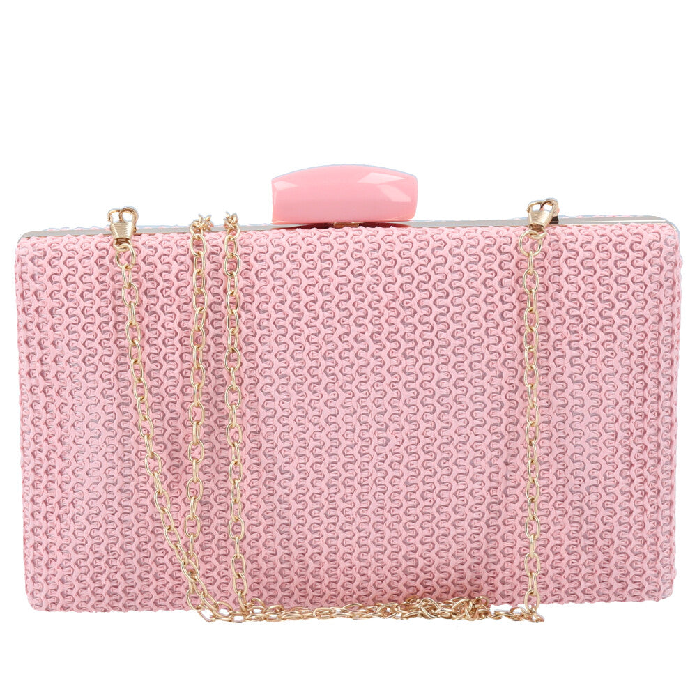 Bolsa Clutch de Ráfia Rosa