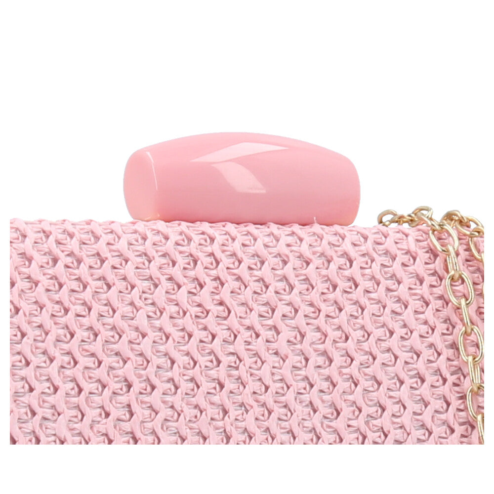 Bolsa Clutch de Ráfia Rosa