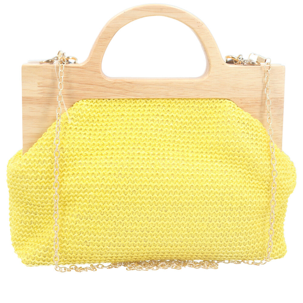 Bolsa Clutch Feminina em Celulose com Alça em Elos Amarelo