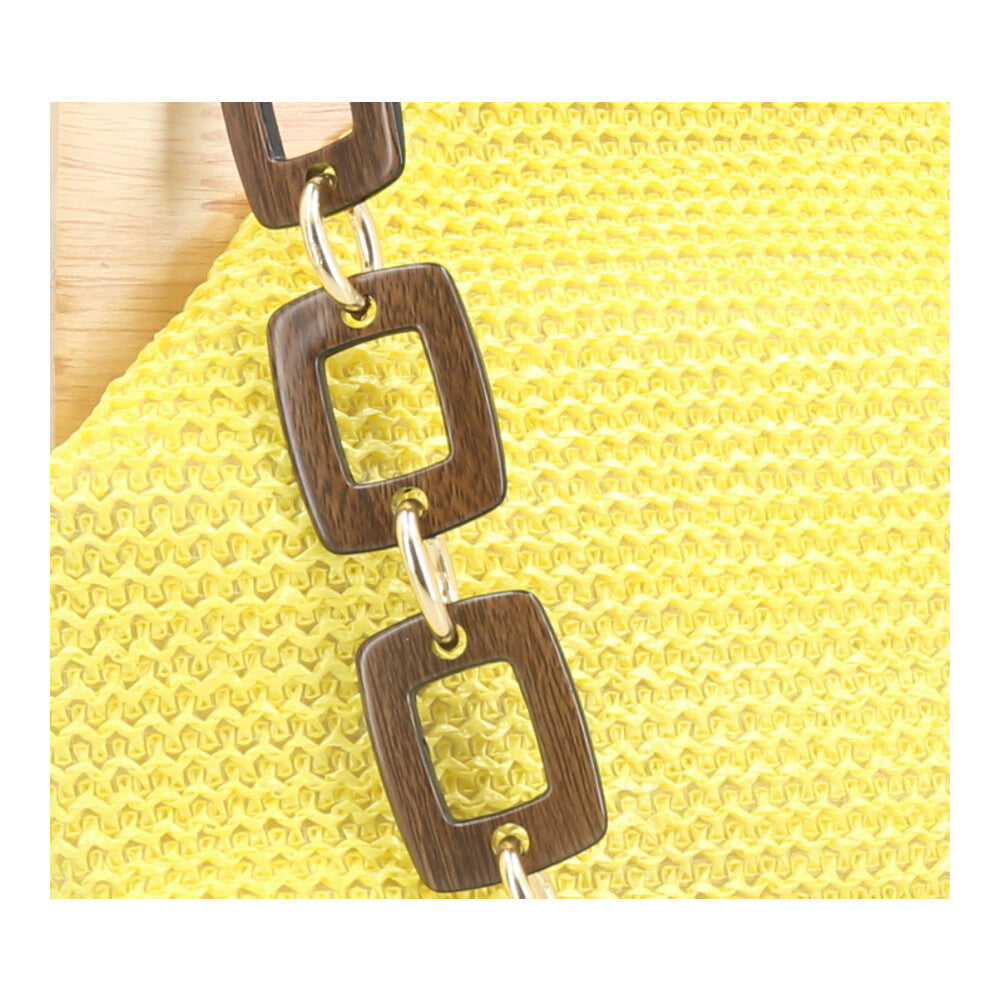 Bolsa Clutch Feminina em Celulose com Alça em Elos Amarelo