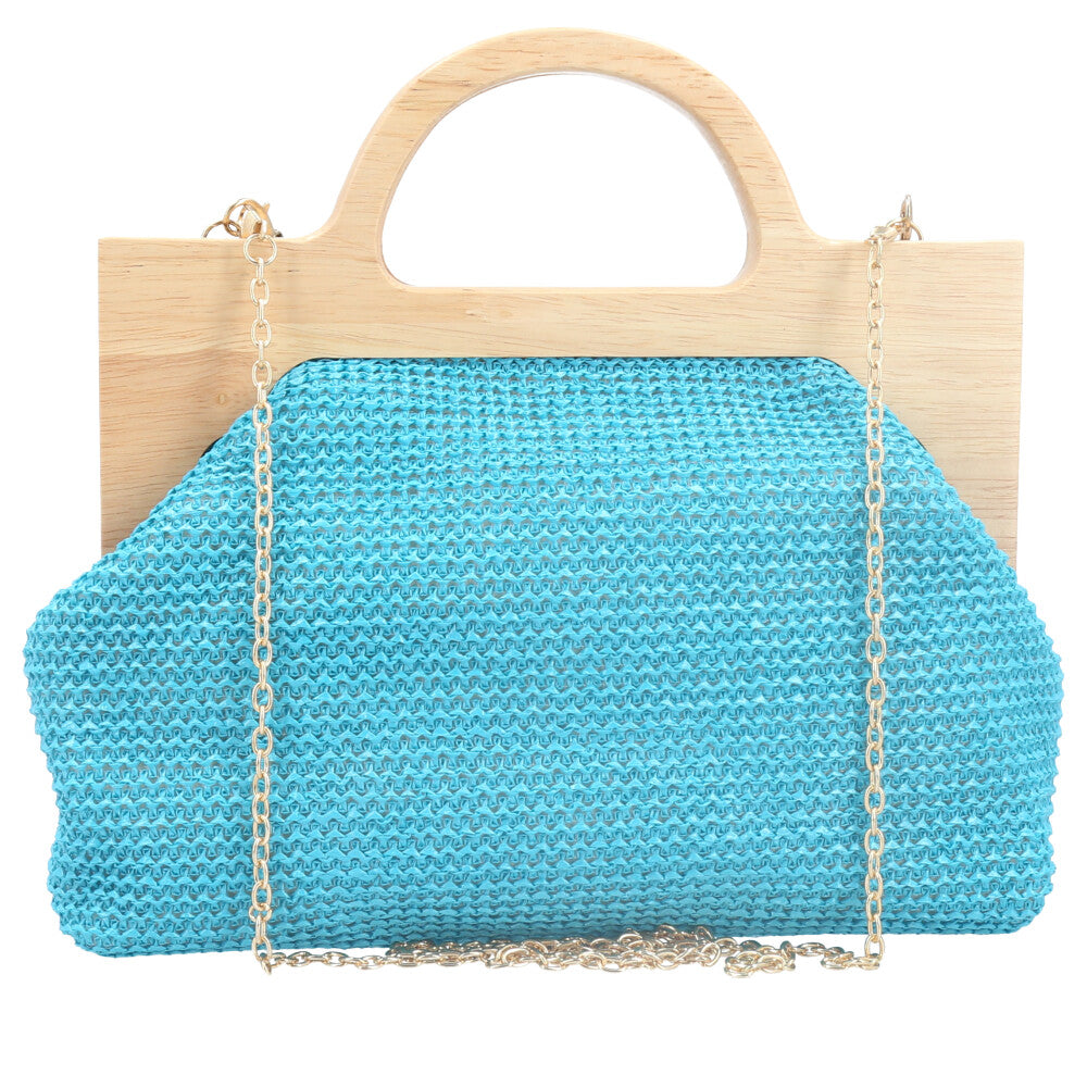 Bolsa Clutch Feminina em Celulose com Alça em Elos Azul