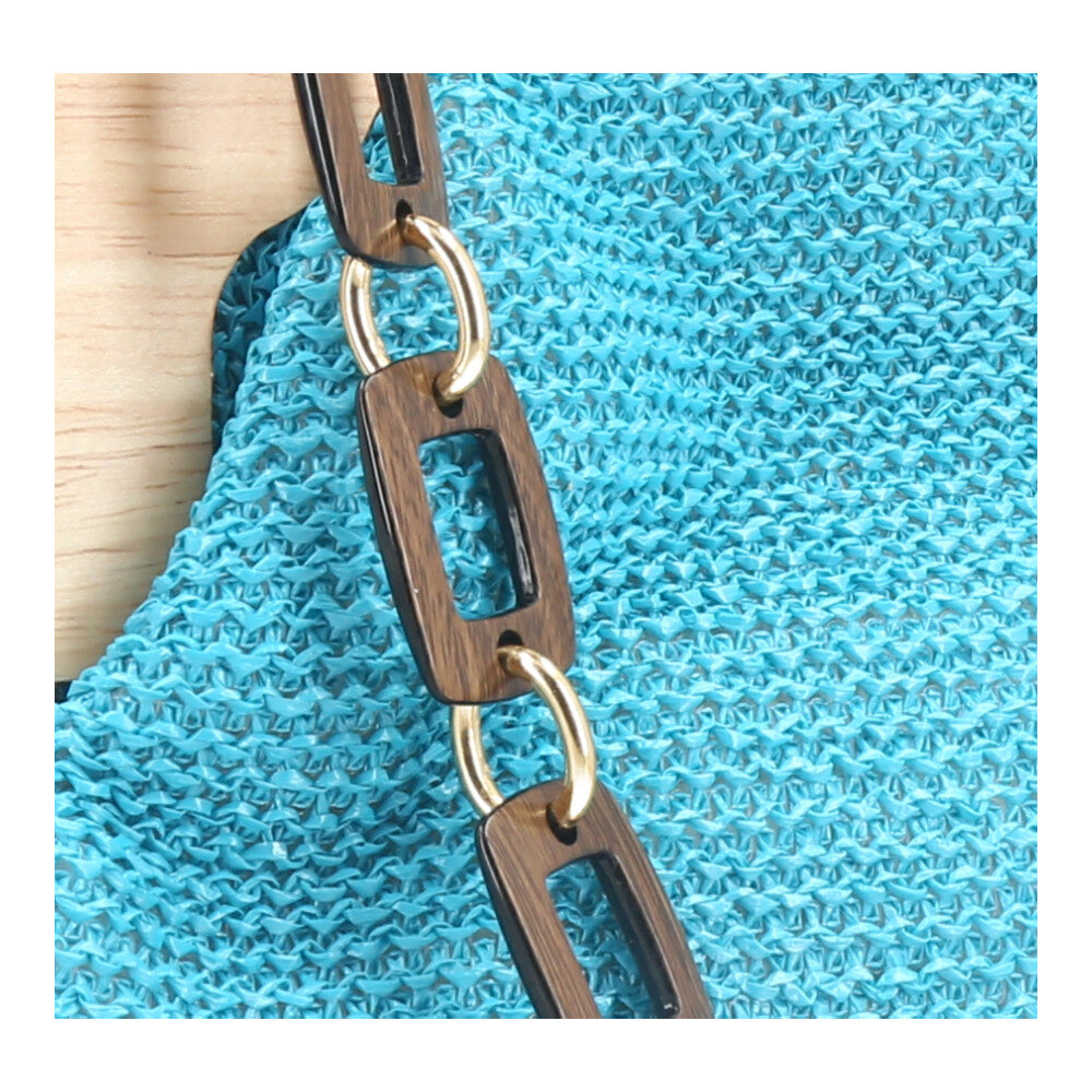 Bolsa Clutch Feminina em Celulose com Alça em Elos Azul