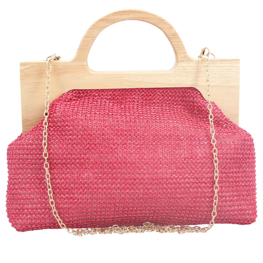 Bolsa Clutch Feminina em Celulose com Alça em Elos Pink