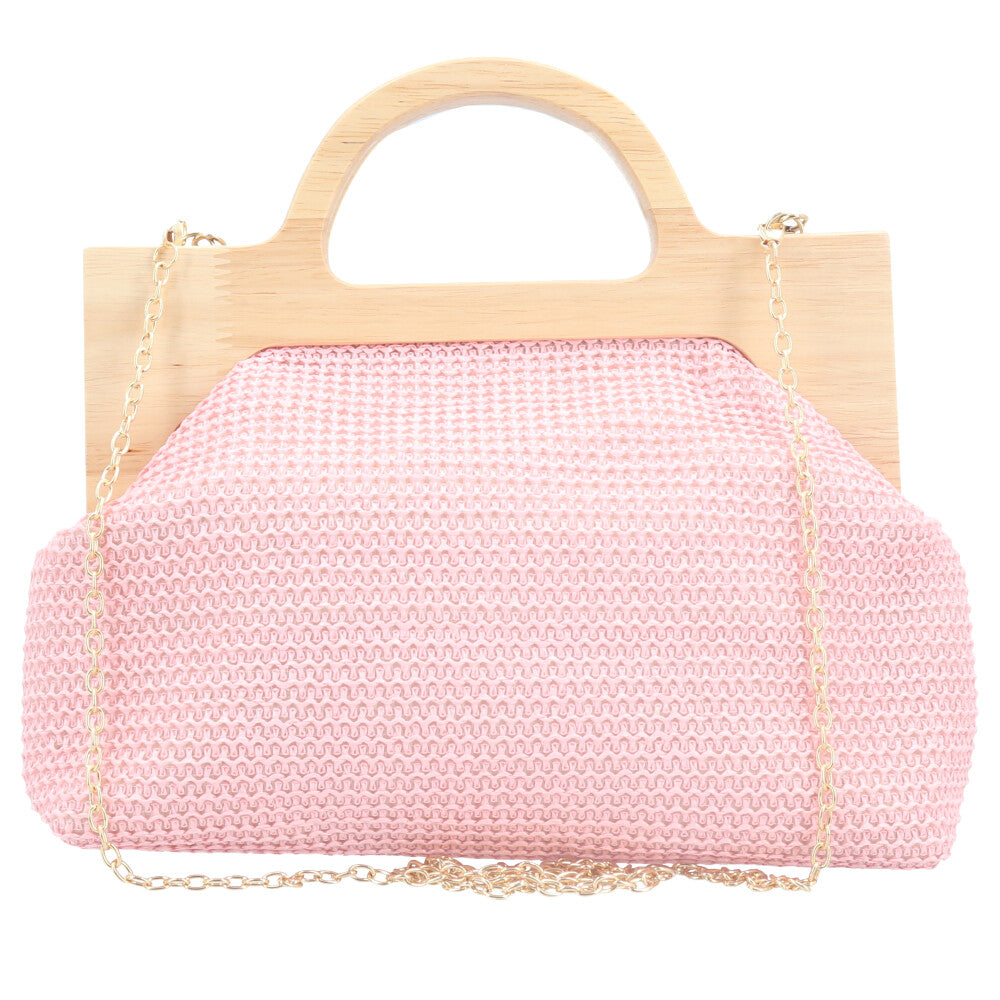 Bolsa Clutch Feminina em Celulose com Alça em Elos Rosa claro