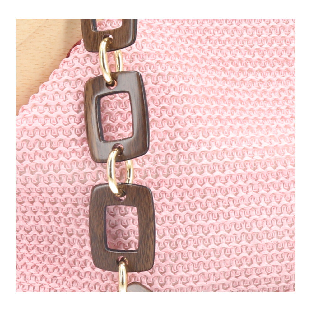 Bolsa Clutch Feminina em Celulose com Alça em Elos Rosa claro