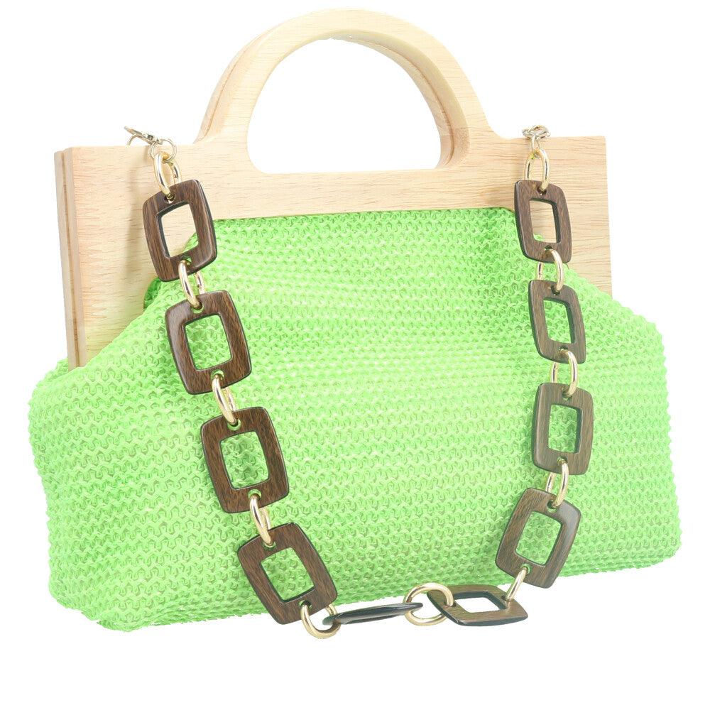 Bolsa Clutch Feminina em Celulose com Alça em Elos Verde claro