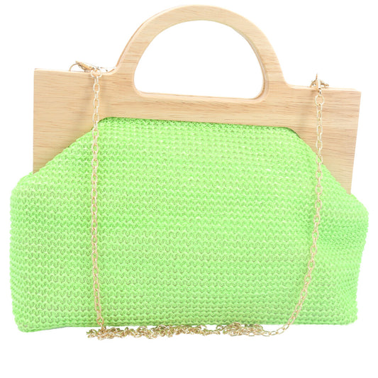 Bolsa Clutch Feminina em Celulose com Alça em Elos Verde claro