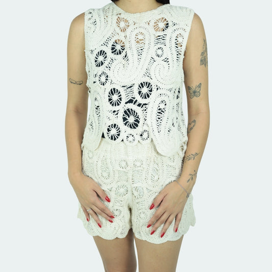 Conjunto Saída de Praia Feminino Top e Short Bege