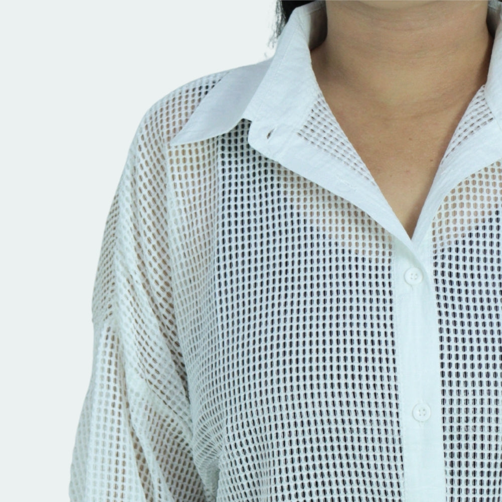 Saída de Praia Feminina Conjunto Blusa e Shorts Branco