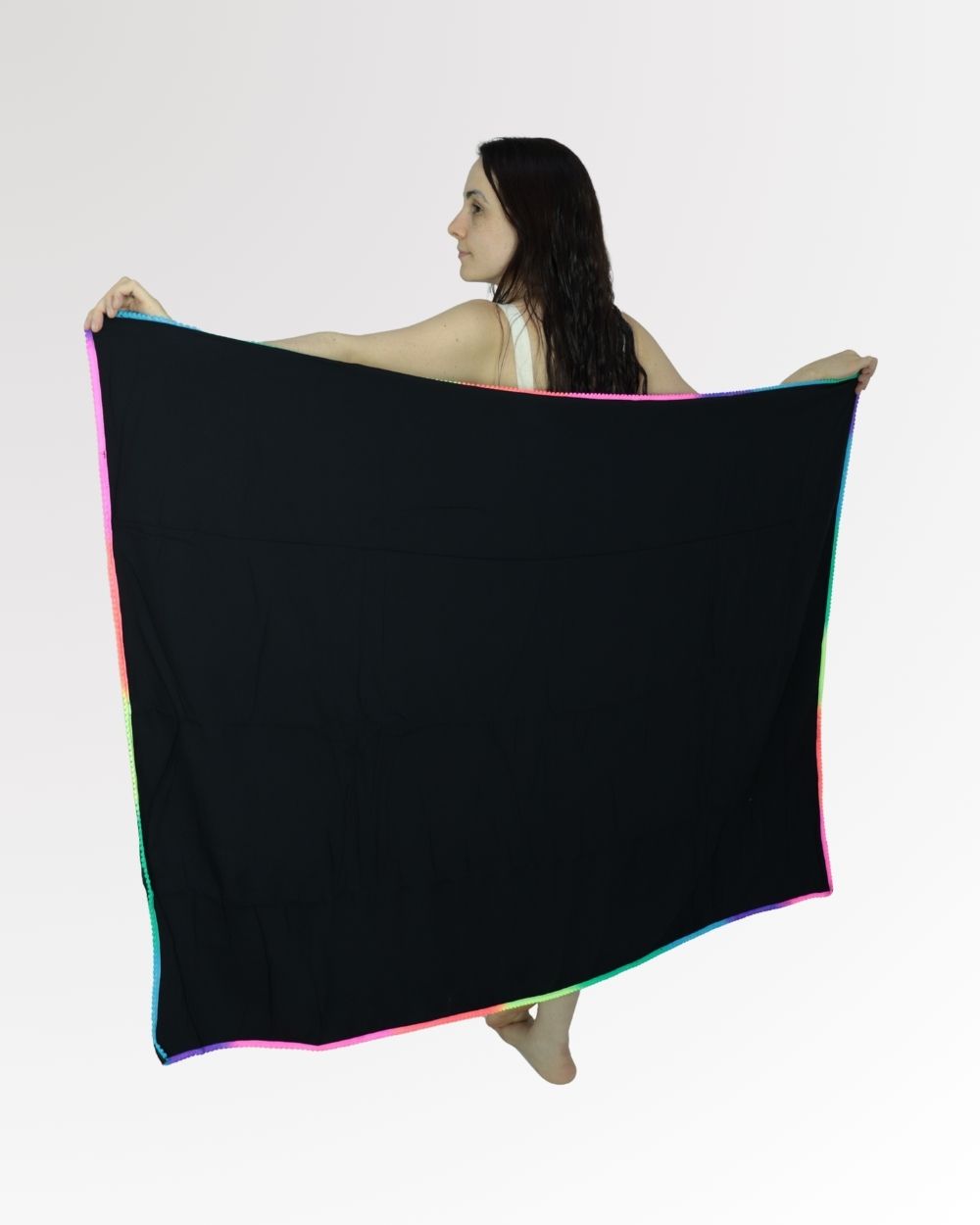 Canga de Praia Atoalhada Feminina Estampa Lisa – Toalha Versátil Verão
 Preto