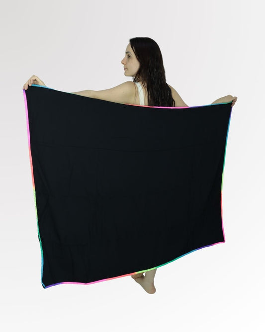 Canga de Praia Atoalhada Feminina Estampa Lisa – Toalha Versátil Verão
 Preto